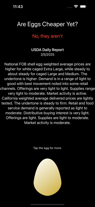 USDA daily status report screenshot