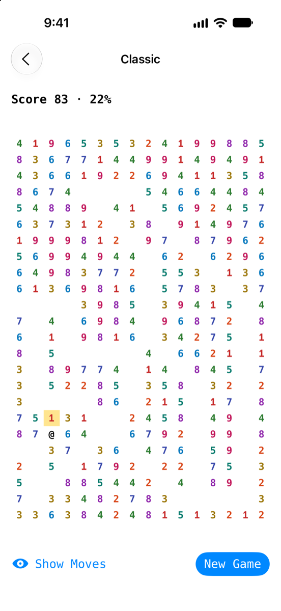 A game of Greedy Grid in progress